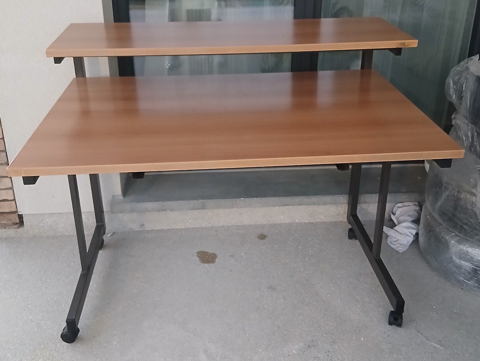 Bureau métal et bois, Maison & Meubles, Autres marques, Autres types, 120 cm, Avec roues