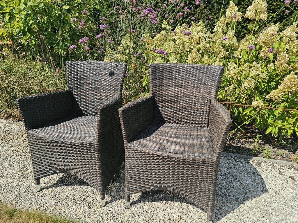 comfortabele tuinstoelen in wicker – bruin, Tuin en Terras, Ophalen, Gebruikt, Wicker