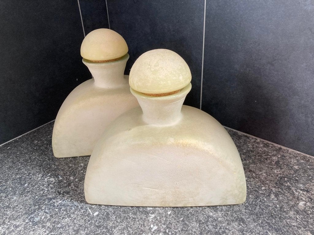 2 prachtige badkamervazen, Ophalen, 21 cm, Matte afwerking, Glas