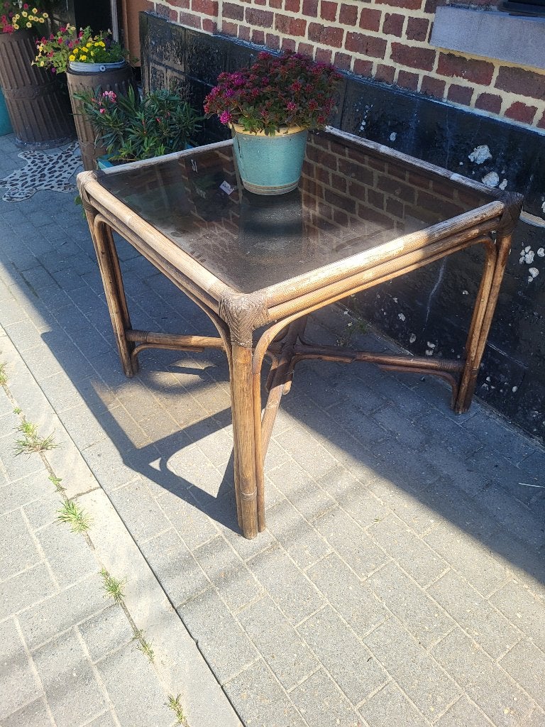 Grote rotan / bamboo tafel, Antiek en Kunst, Ophalen