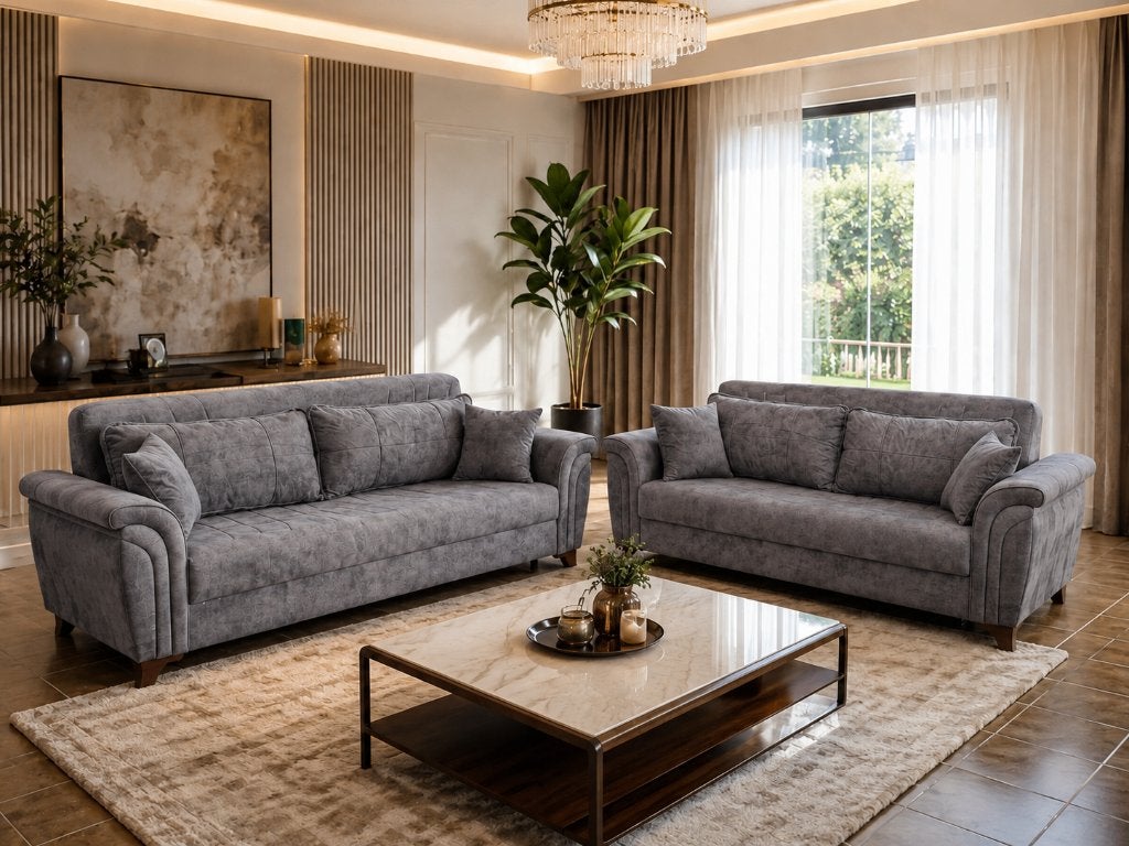 2 luxe grijze slaapbanken – 3-zits – opbergruimte – zetelbed, Ophalen, Zo goed als nieuw, Hout