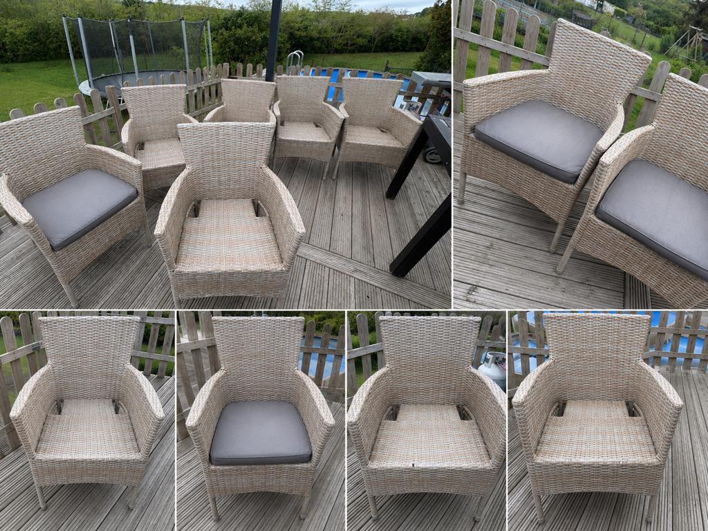 Lot de 6 chaises de jardin en résine tressée beige, Enlèvement, Comme neuf