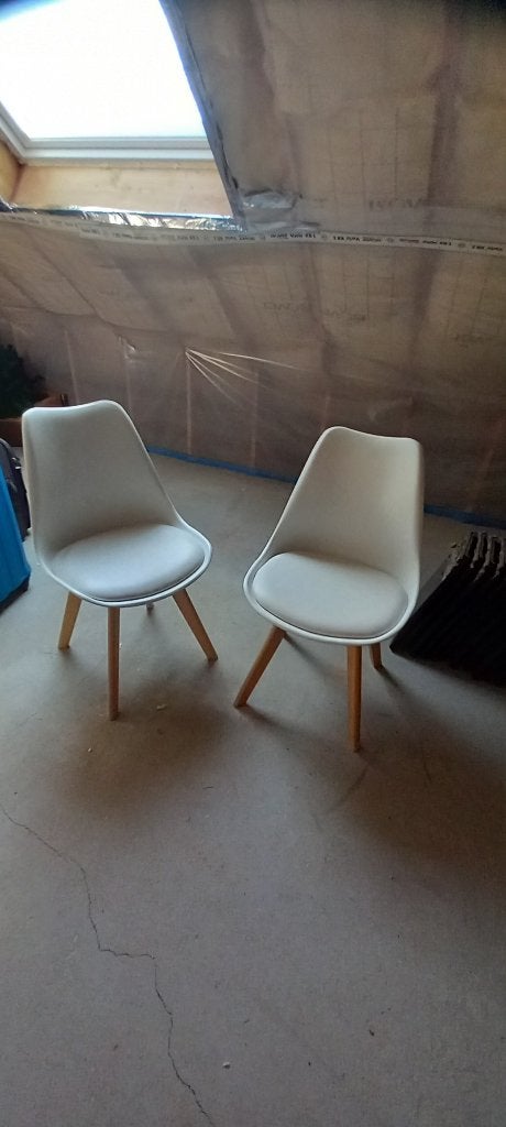 5 witte eetkamer stoelen, Ophalen, Wit, Zo goed als nieuw, Modern