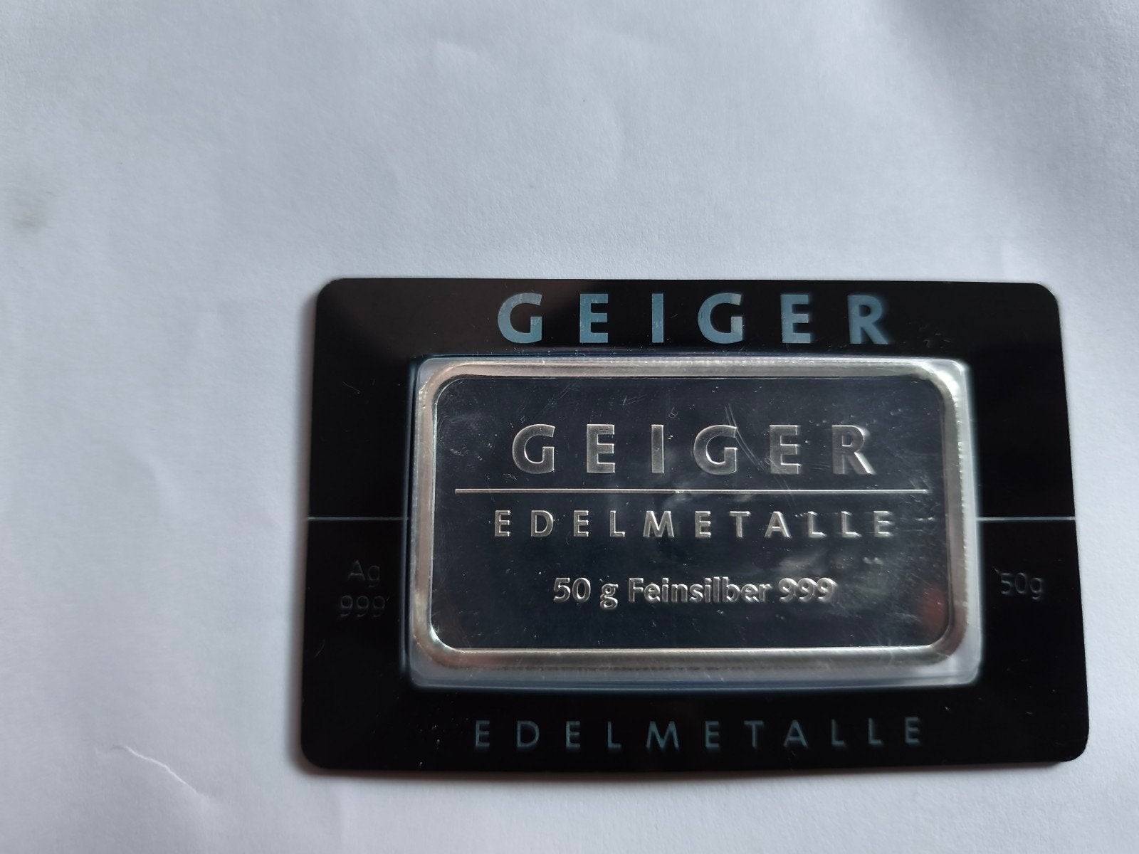 Zeldzaam Geiger 50 gram zilver baartje, Ophalen of Verzenden, Zilver