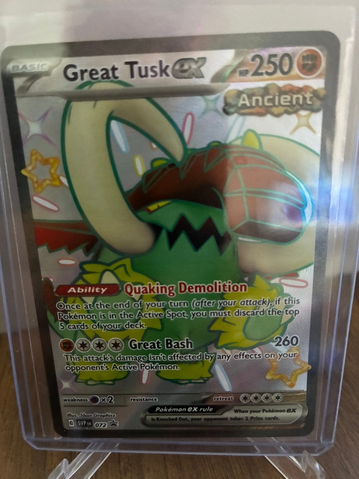 Pokemon great tusk promo, Hobby en Vrije tijd, Verzamelkaartspellen | Pokémon, Zo goed als nieuw, Booster, Ophalen of Verzenden