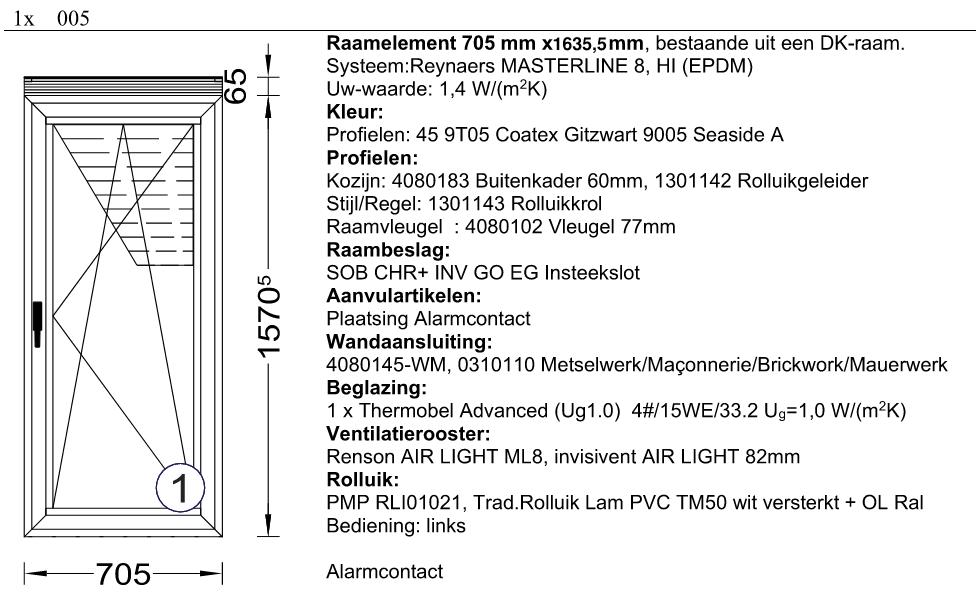 nieuw draaikipraam van Reynaers (Masterline 8, HI):, Ophalen, Gevelraam of Ruit, Minder dan 80 cm, 120 tot 160 cm