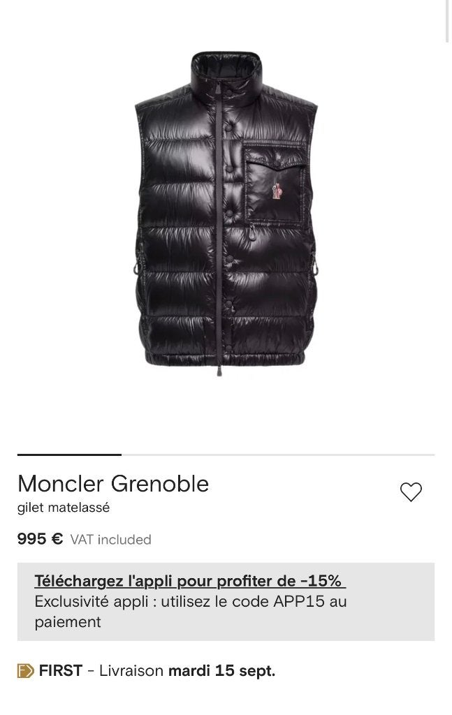 Moncler Grenoble gilet matelassés, Kleding | Heren, Ophalen of Verzenden, Zo goed als nieuw, Zwart
