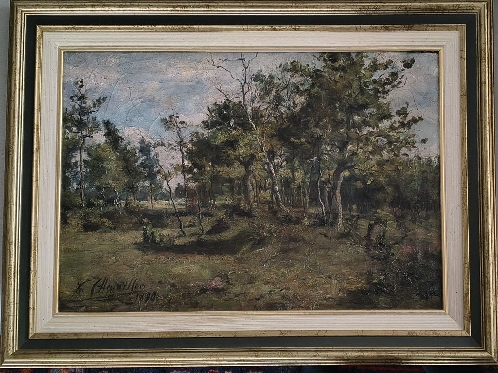 Karel Theunissen « 1890 », Peinture à l'huile, Encadré, Paysage, Enlèvement