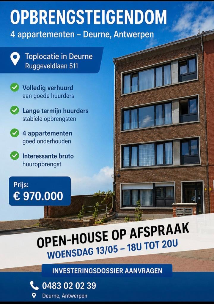 Opbrengsteigendom met 4app en 4 garage boxen