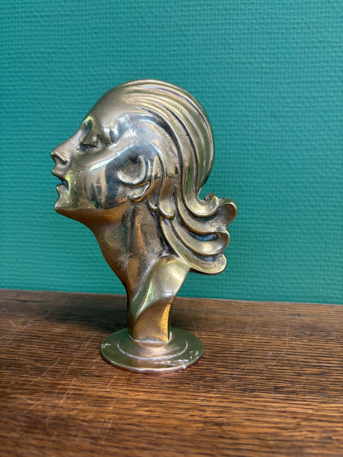 Antiek bronzen beeld Gezicht gesigneerd Brialment, Antiek en Kunst, Ophalen, Brons