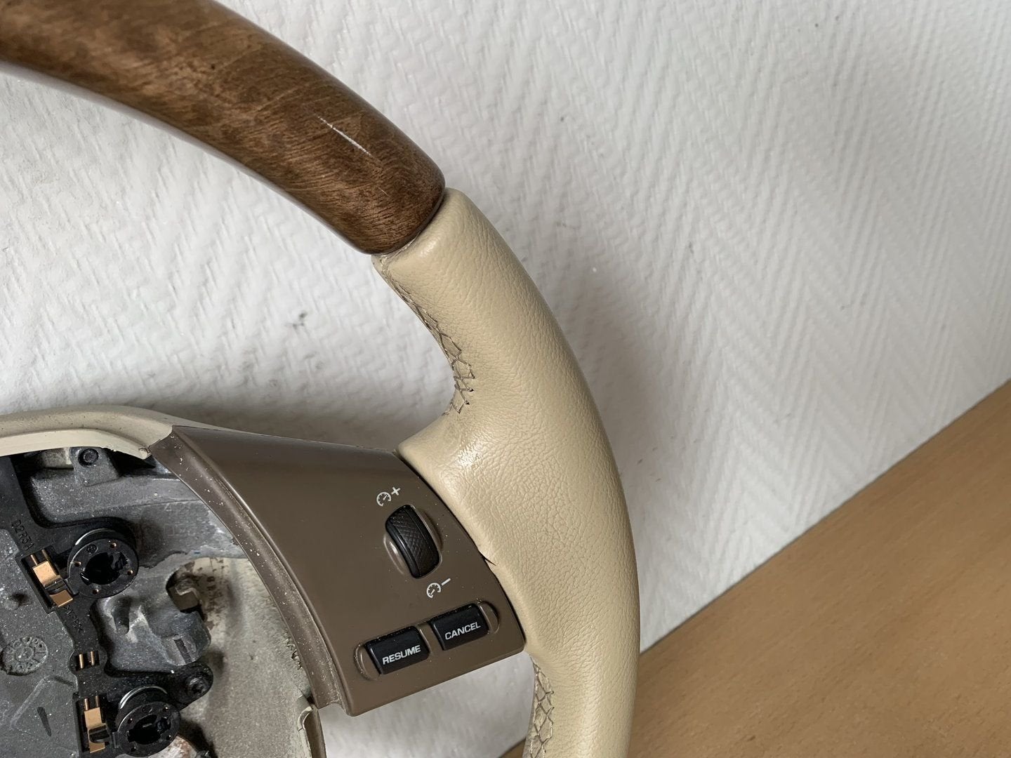 stuurwiel Beige Leer + hout jaguar X type 2005 tot 2009, -, Utilisé, Jaguar, -
