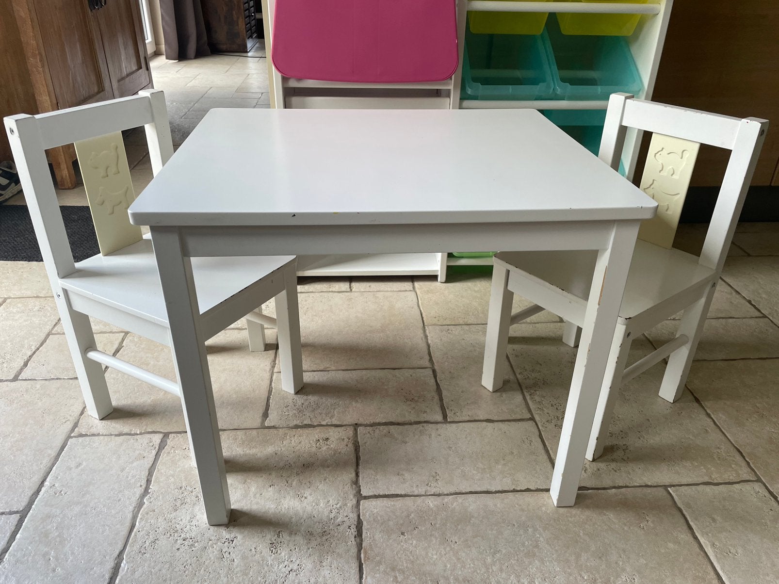Lot table et 2 chaise en bois ikea enfant, Enlèvement, Utilisé, Table(s) et Chaise(s)