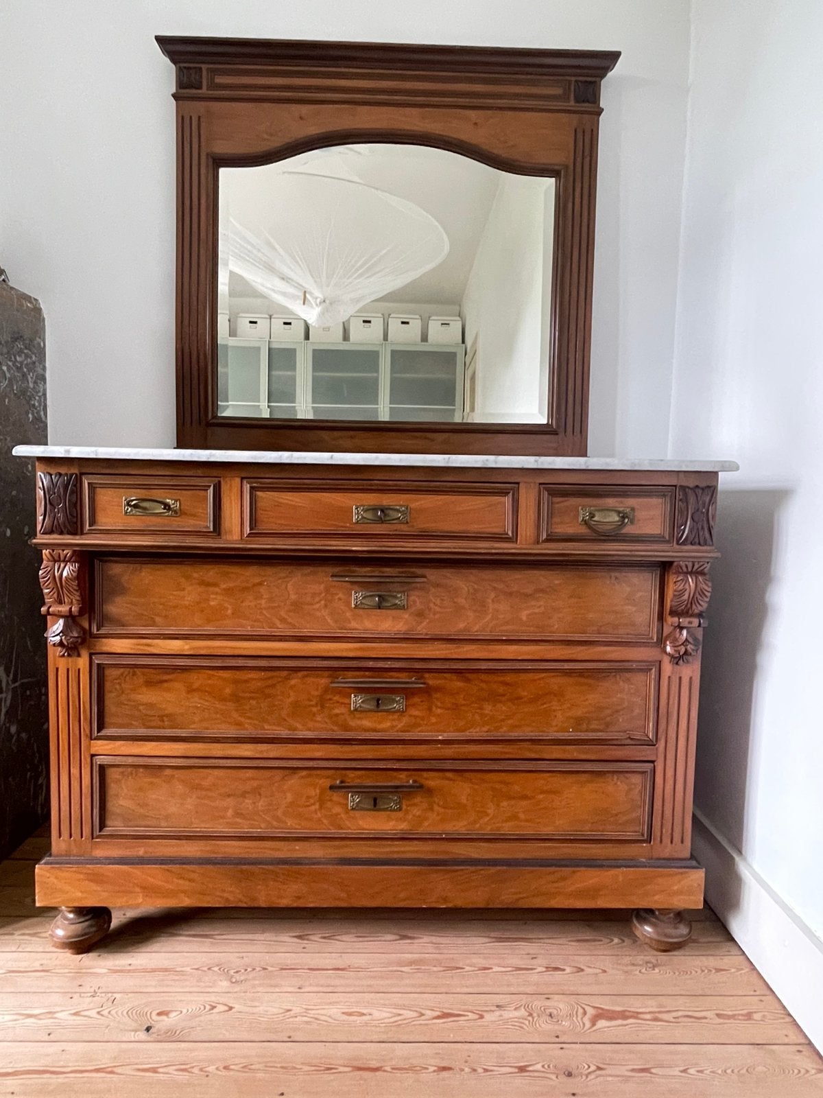 Authentieke Gründerzeit-spiegelcommode, Antiek en Kunst, Ophalen
