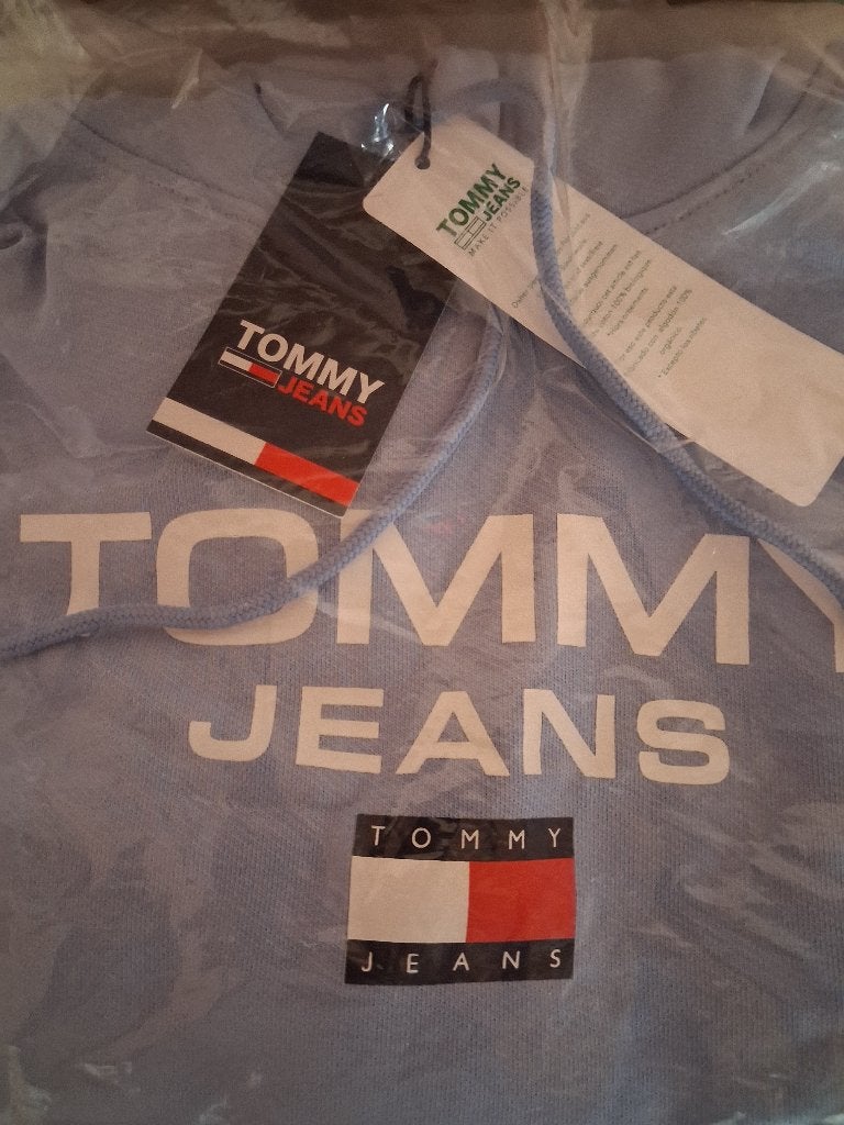 Tommy hoody lichtblauw maat L nieuw, Maat 52/54 (L), Blauw, Tommy Hilfiger, Nieuw