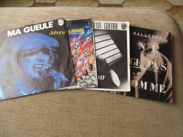 4X Vynils 45e Johnny Halliday, Gebruikt, 7 inch, Single, Ophalen of Verzenden