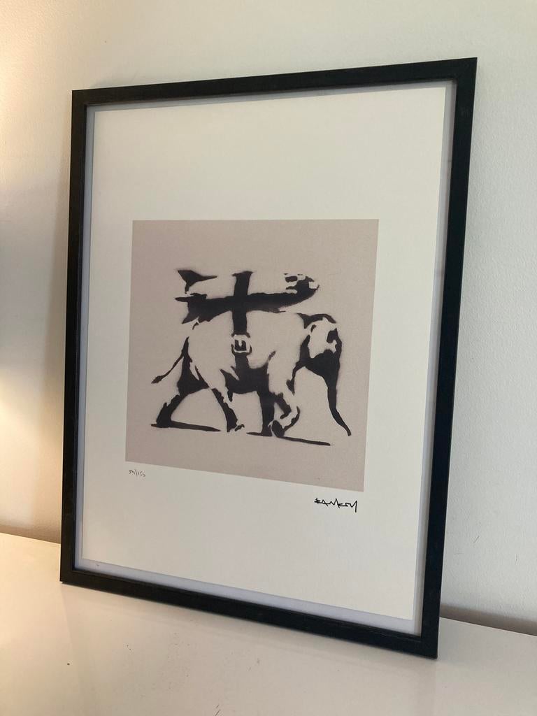 BANKSY: lithografie met de hand ingelijst en genummerd, Antiek en Kunst, Kunst | Litho's en Zeefdrukken, Ophalen of Verzenden