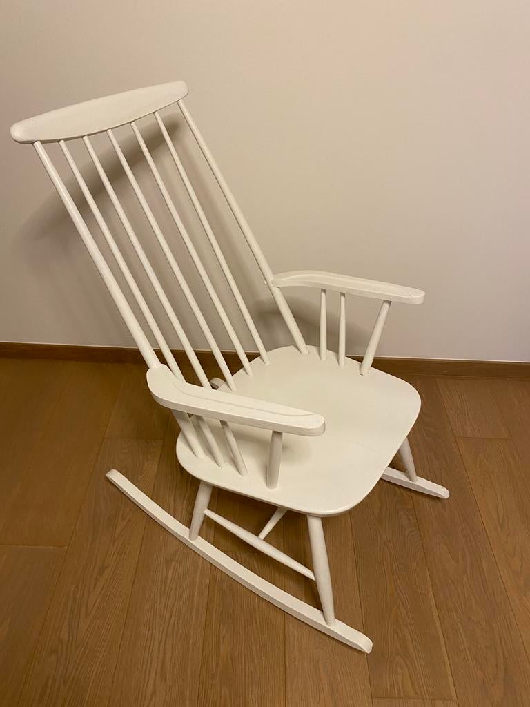 Witte houten schommelstoel, Huis en Inrichting, Ophalen, Zo goed als nieuw