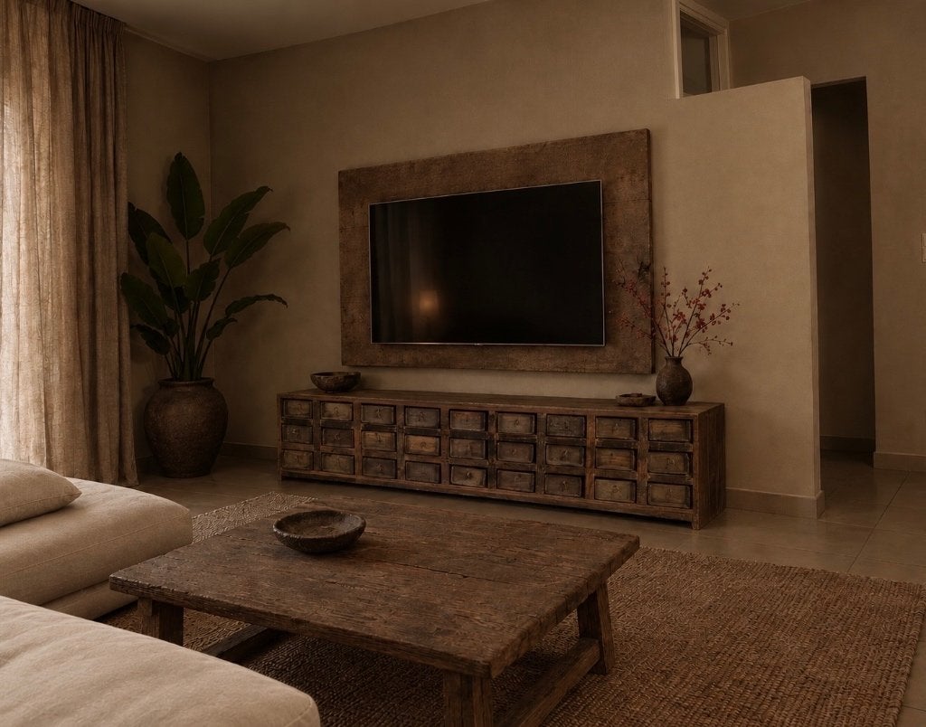 Irezumi sideboard / laag dressoir / robuust / Wabi Sabi, Ophalen, Wabi Sabi / robuust, Teakhout, 50 tot 100 cm