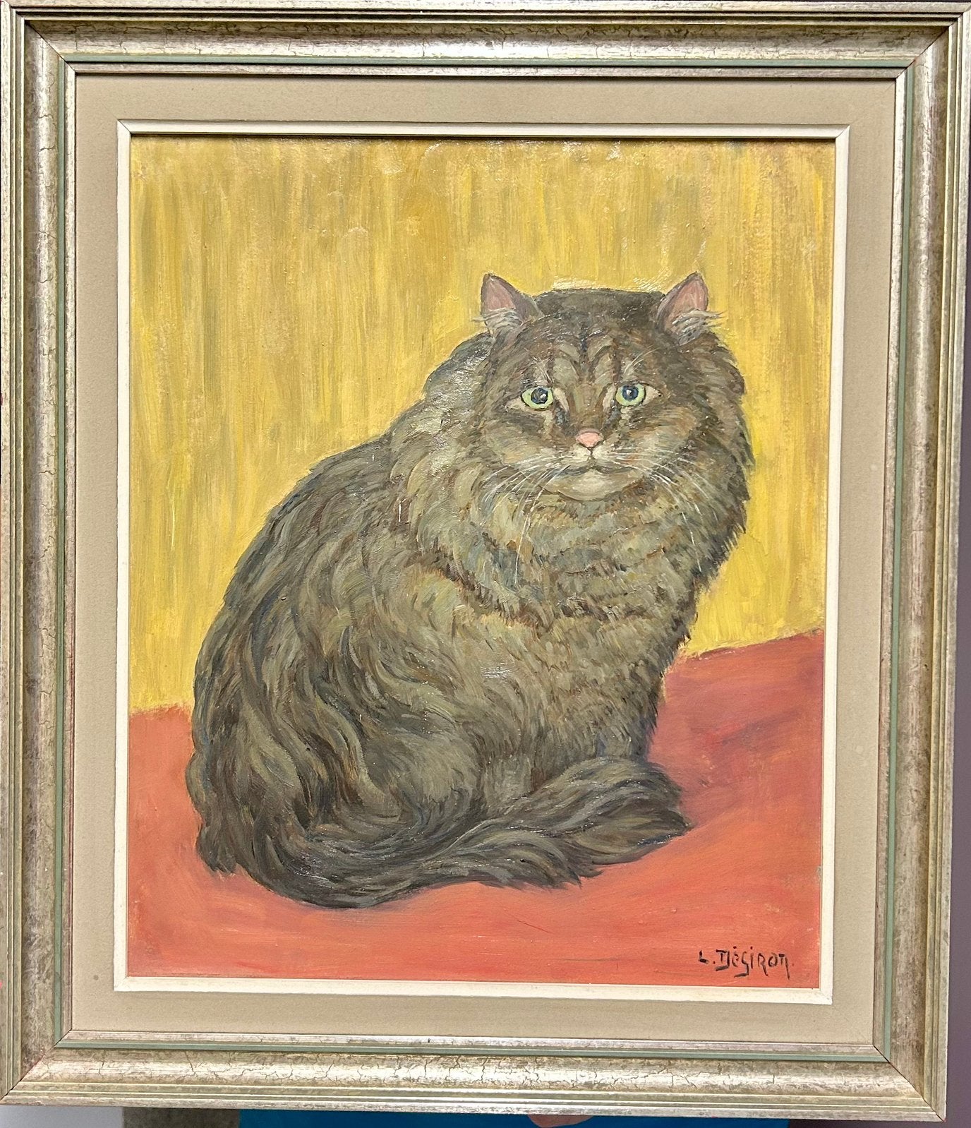 Peinture originale avec le chat Louise Désiron 1900-1983, Antiquités & Art, Enlèvement, Signé, Animaux, Toile