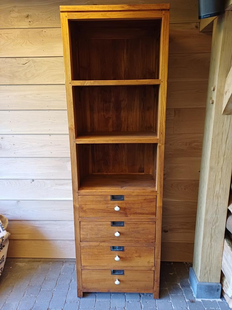Boekenkast met 4 lades in massief teak, Enlèvement
