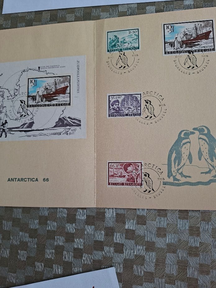 antarctica   1966   zegels 1391/93    +blok 42, Ophalen of Verzenden, Gestempeld, Dier of Natuur
