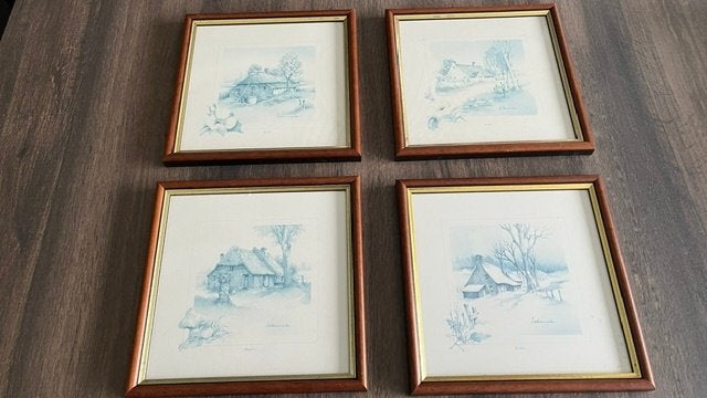 Vintage kadertjes " de 4 jaargetijden ", Ophalen of Verzenden, Vintage, Overige onderwerpen