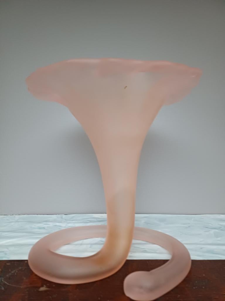 vintage trompetvaas soliflore zachtroze tint jaren 70, Enlèvement