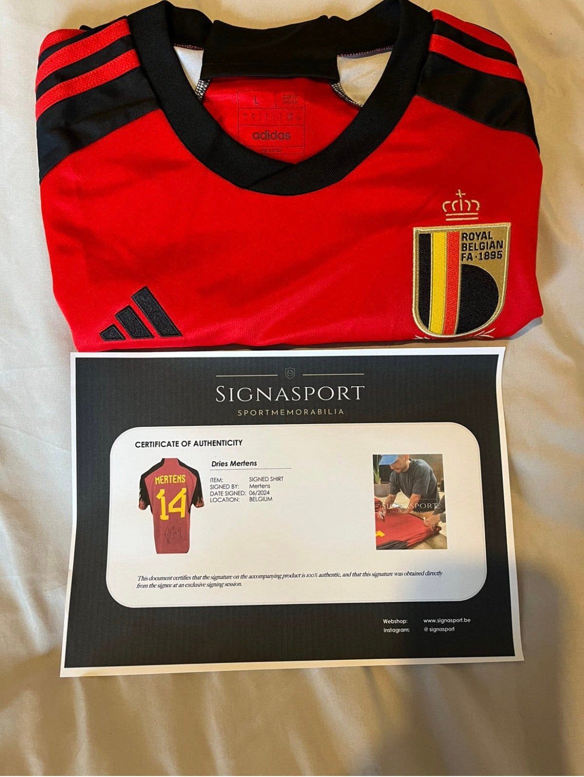 Pull signé Dries Mertens, Taille L, Enlèvement ou Envoi, Neuf, Maillot