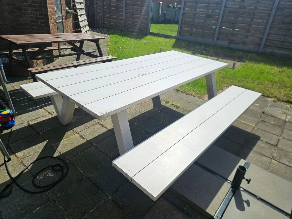 Picknicktafel aluminiu, Tuin en Terras, Ophalen of Verzenden, Zo goed als nieuw, Rechthoekig, Aluminium