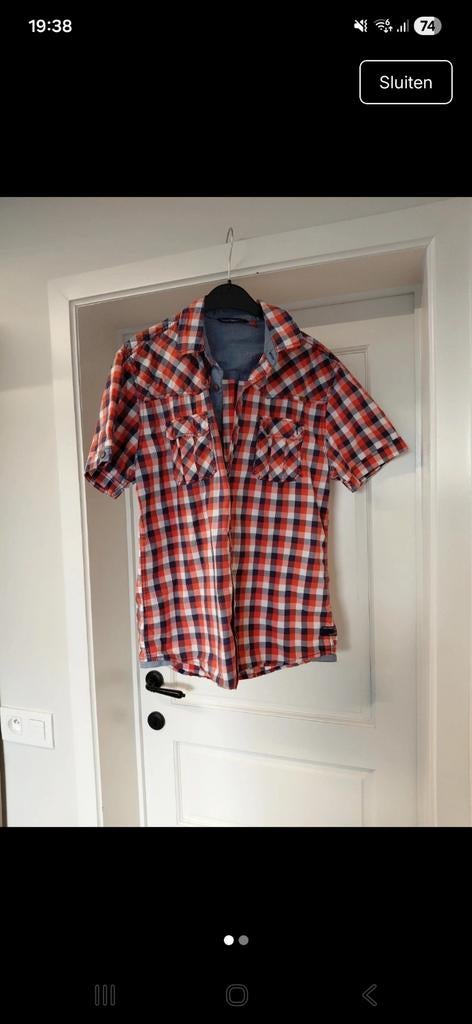 Geruit hemd korte mouw maat L, Kleding | Heren, Overhemden, I am, Ophalen of Verzenden, Zo goed als nieuw, Halswijdte 41/42 (L)