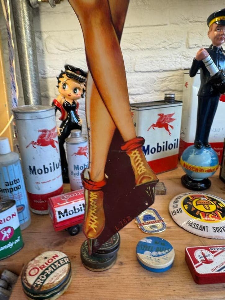 Vintage Veedol  Reclamebord - Jaren '50 Pin-up