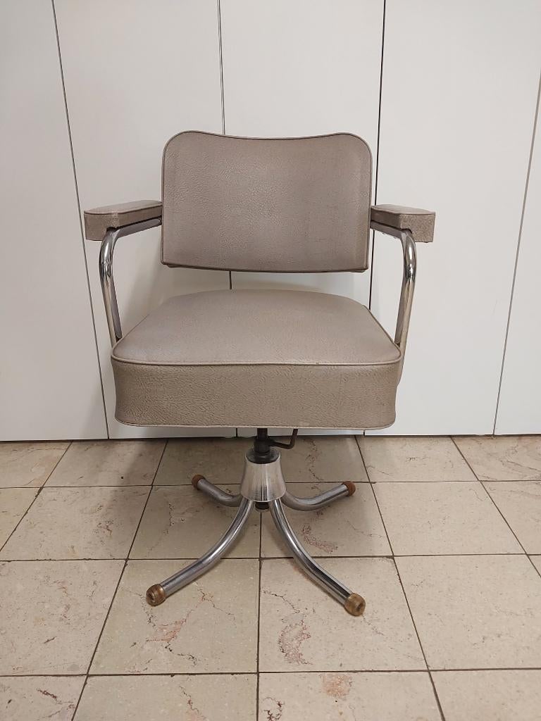 Originele Vintage bureaustoel verstelbaar, Huis en Inrichting, Bureaustoelen, Ophalen, Gebruikt, Beige, Bureaustoel