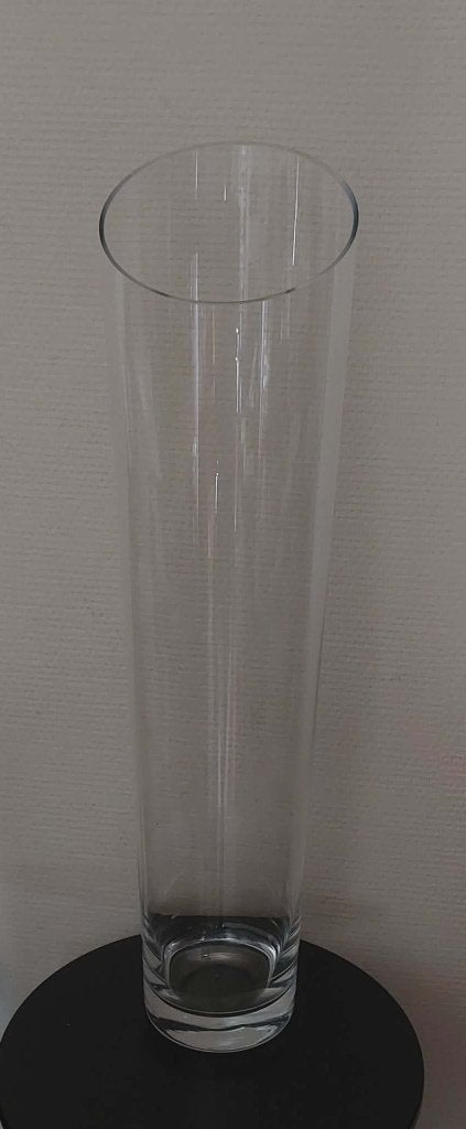 Haut vase transparent en verre (forme biseautée), Maison & Meubles, Autres couleurs, Comme neuf, Verre, Enlèvement