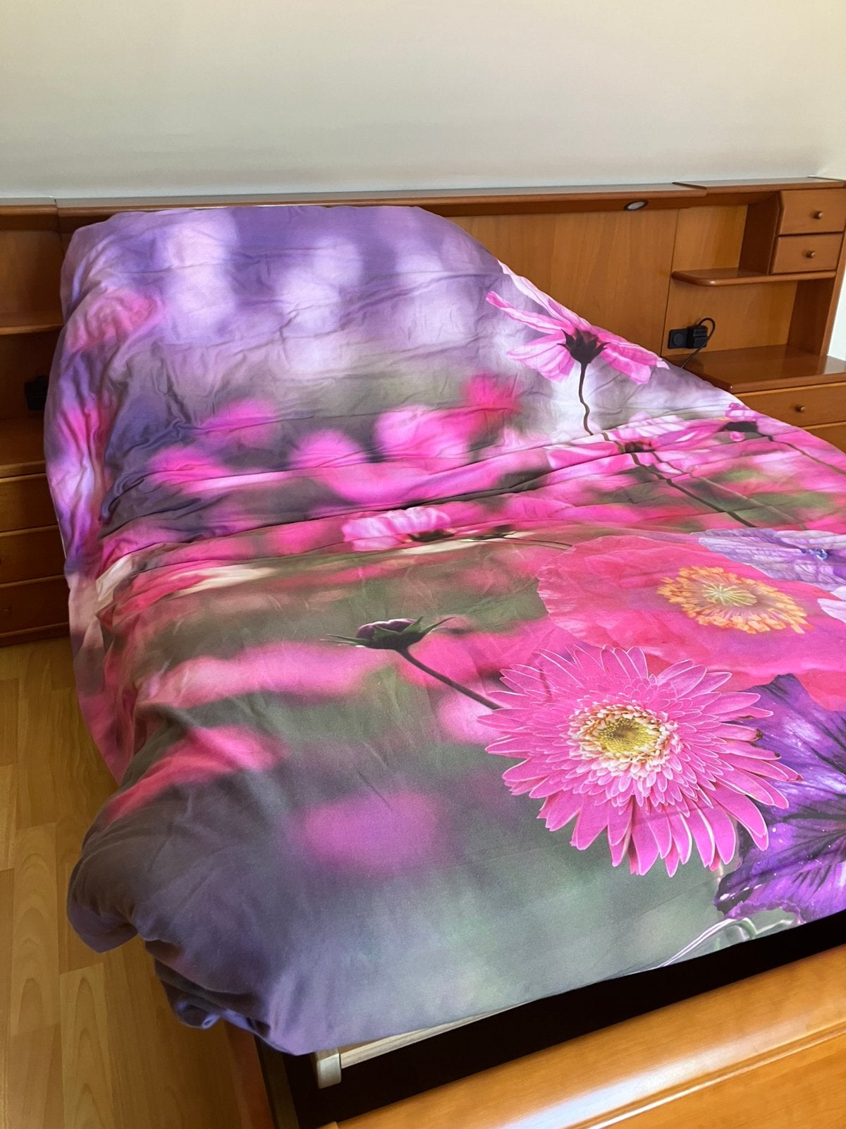 Slaapkamer in kerselaar 2-persoonbed met verstelbare bodem, Enlèvement, Utilisé, Deux personnes, Kerselaar