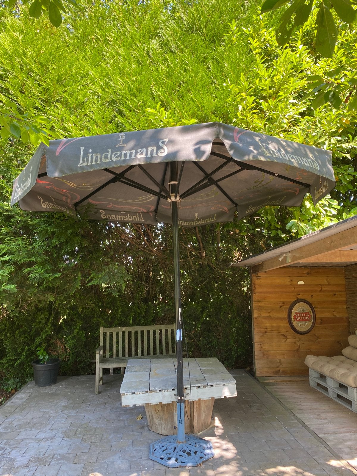 Parasol groot, Tuin en Terras, Parasols, Ophalen, Gebruikt, Waterdicht, Stokparasol