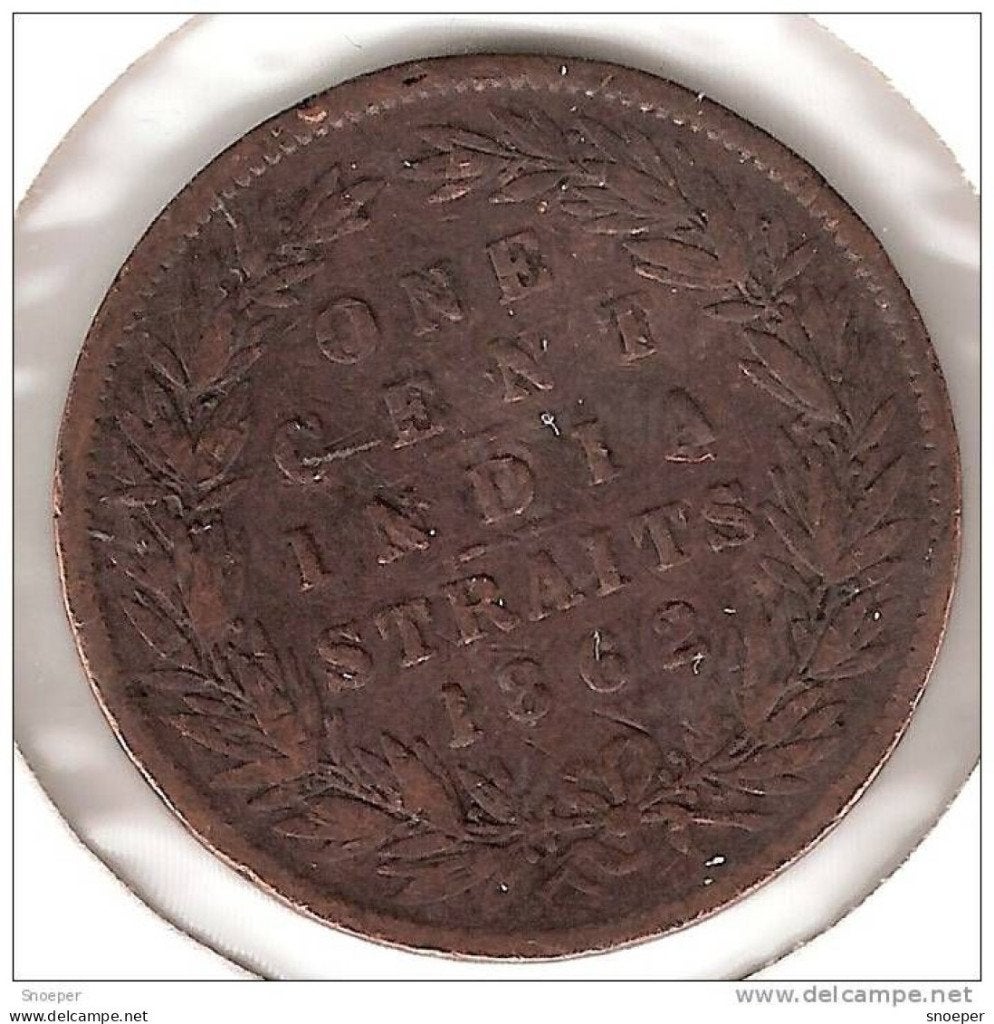 Straits settlements 1 cent 1862 km 6 fr+ cat val 27$, Timbres & Monnaies, Monnaies | Asie, Envoi, Asie du Sud Est, Monnaie en vrac