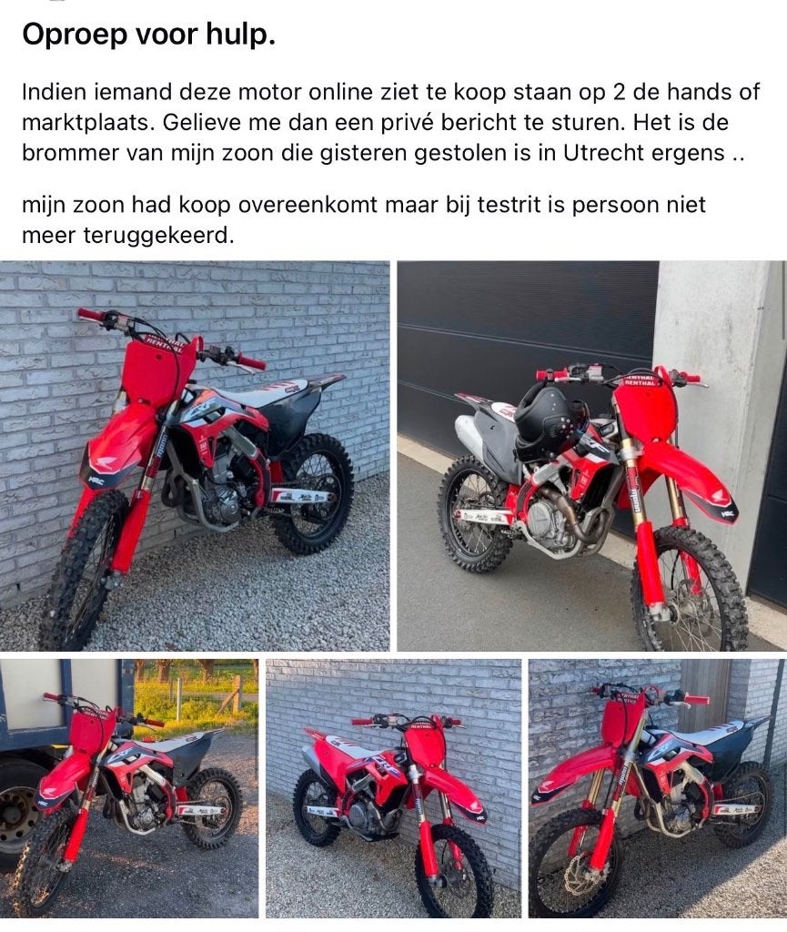 VERKOOP GEEN CROSMOTORS IN UTRECHT.!!!, 450 cc, Nieuw, Motorrijbewijs A, Particulier