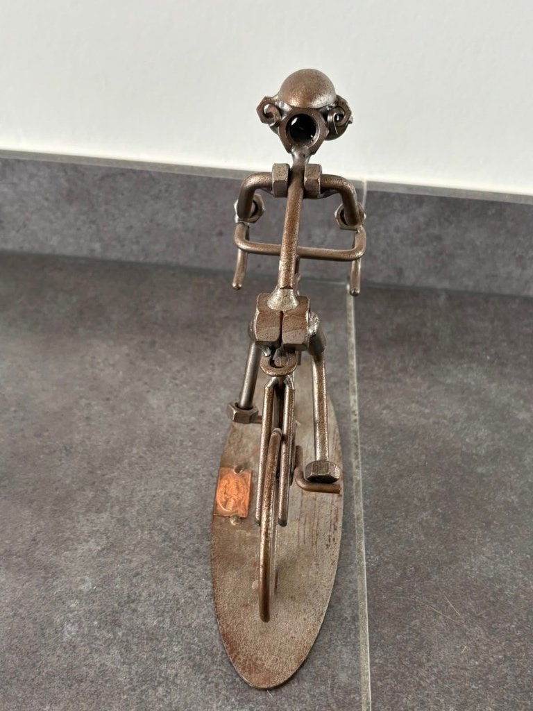 Beeldje wielrenner, Antiek en Kunst, Kunst | Beelden en Houtsnijwerken, Ophalen, Metaal, Beeld