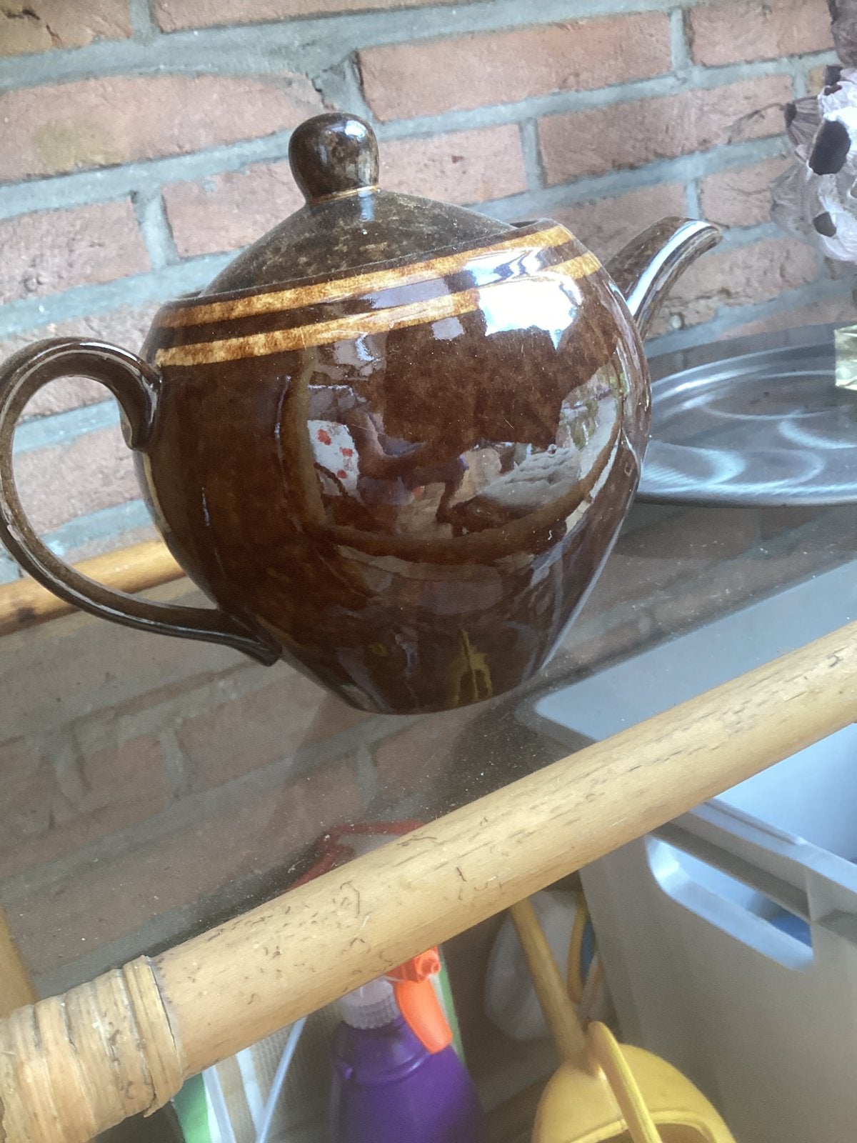 Bruine theepot met deksel,, Antiek en Kunst, Ophalen