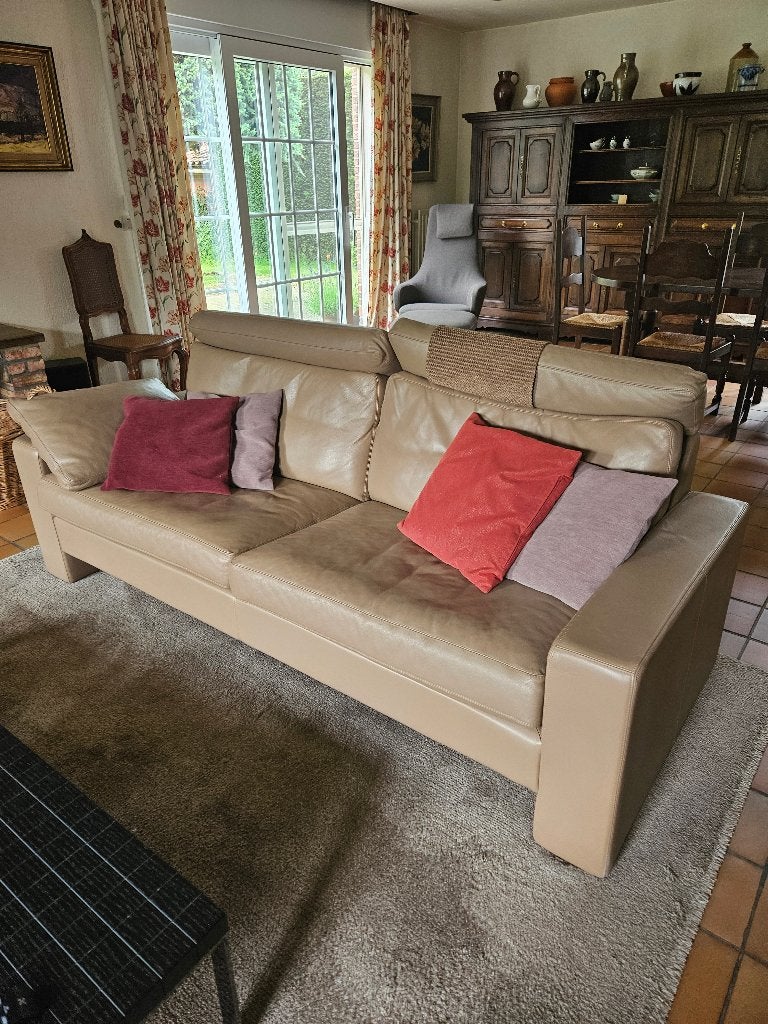 lederen zetel - taupe, 200 à 250 cm, Banc droit, Enlèvement, Utilisé