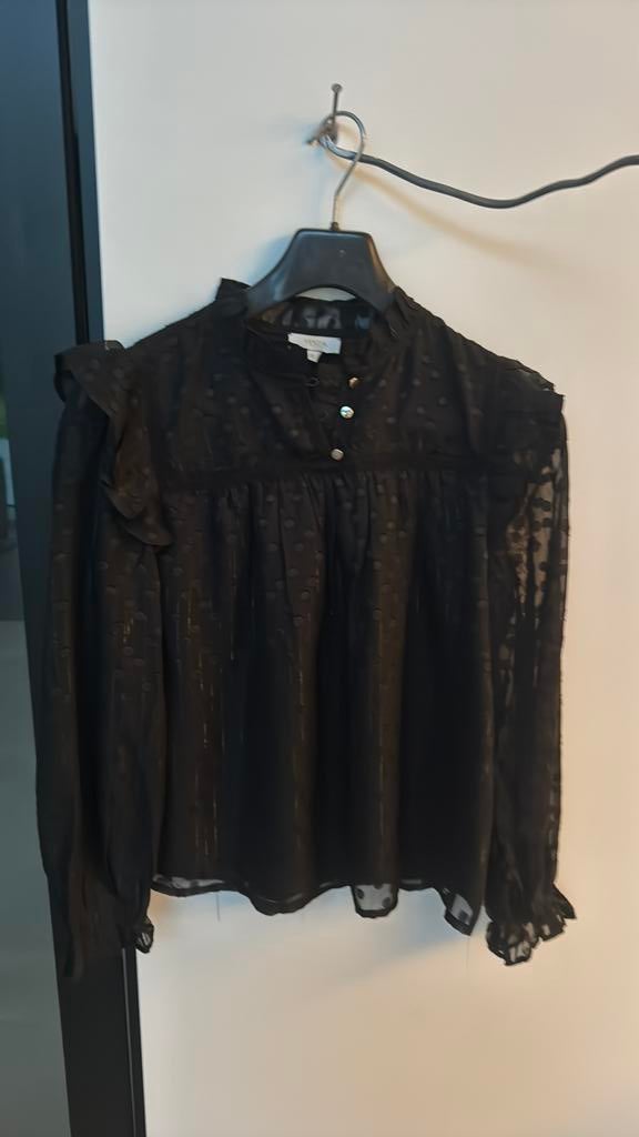 Zwarte geklede blouse, Ophalen, Zo goed als nieuw, Maat 38/40 (M)