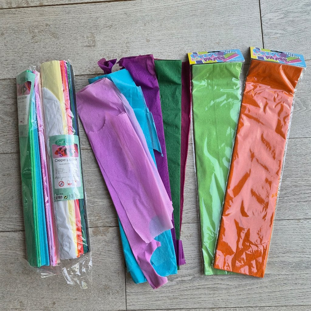 crêpe papier, Gebruikt, Overige typen, Meerkleurig, Ophalen of Verzenden