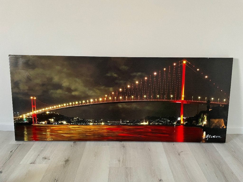 Tableau 1.5mx0.6m sur toile avec LEDs, Ophalen