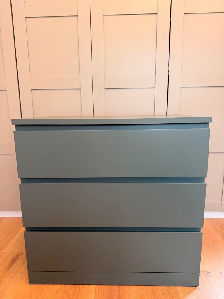 Commode Malm vert 3 tiroirs, 3 ou 4 tiroirs, 25 à 50 cm, Moins de 100 cm, Comme neuf