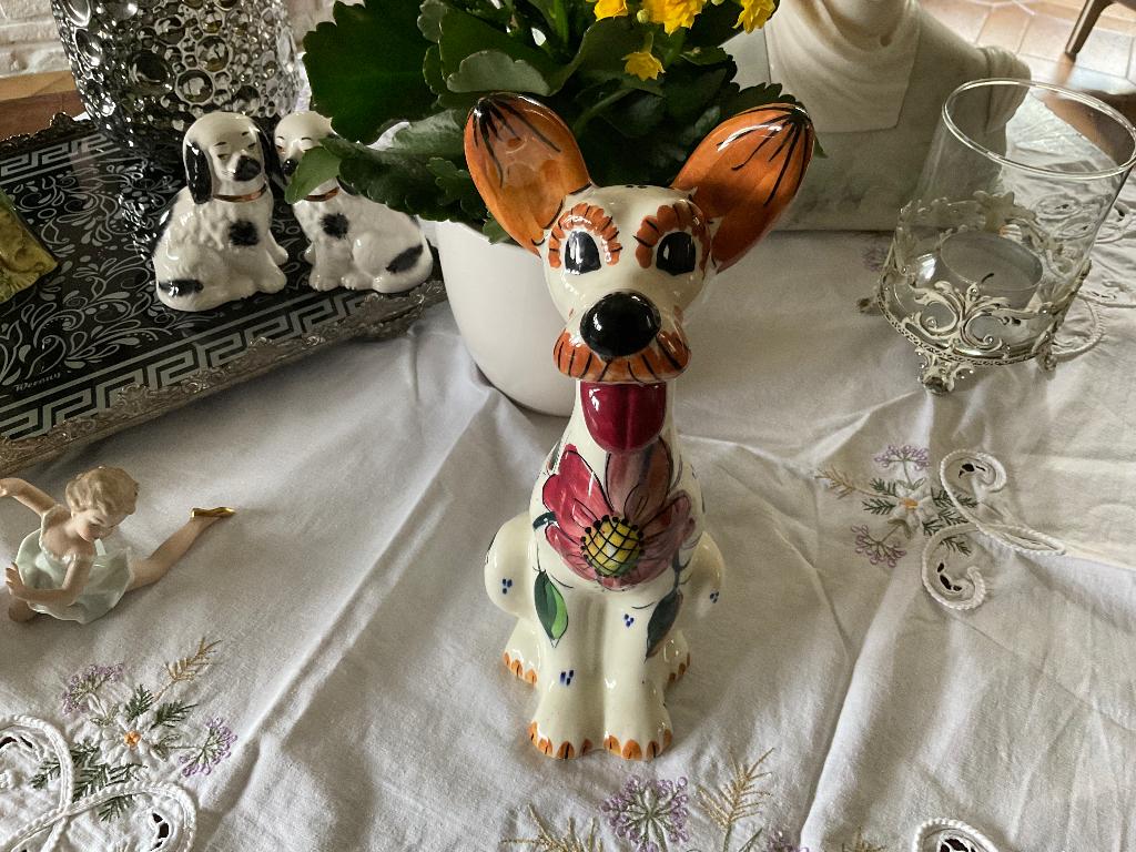 Retro handgeschilderd keramiek hond, Antiek en Kunst, Ophalen of Verzenden
