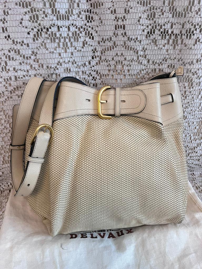 DELVAUX tas model Souverain beige gevlochten leer i, Handtassen en Accessoires, Ophalen of Verzenden, Zo goed als nieuw, Beige