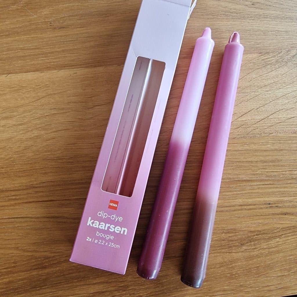 Roze dip dye kaarsen Hema, Huis en Inrichting, Nieuw, Ophalen of Verzenden, Kaars, HEMA
