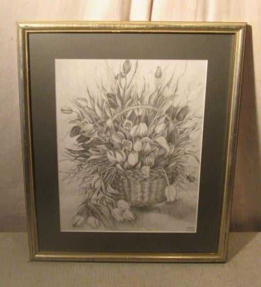 Beau dessin « Panier avec tulipes » - Kasia Poland, Enlèvement ou Envoi