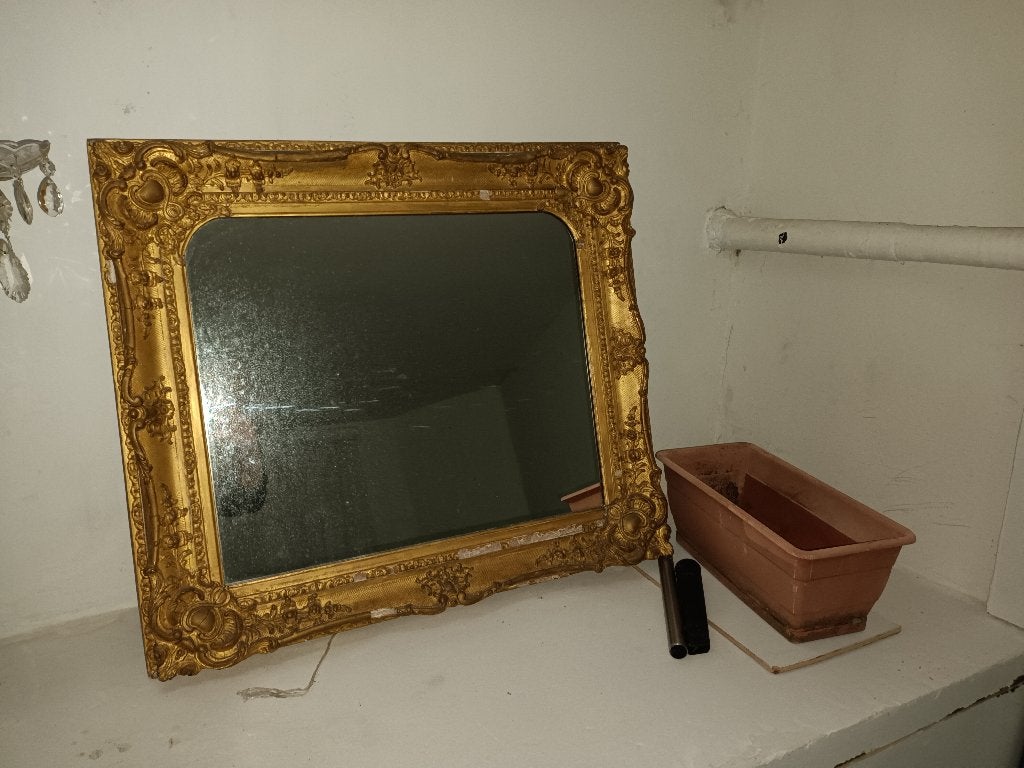 cadre ancien doré avec miroir, Antiquités & Art, Enlèvement