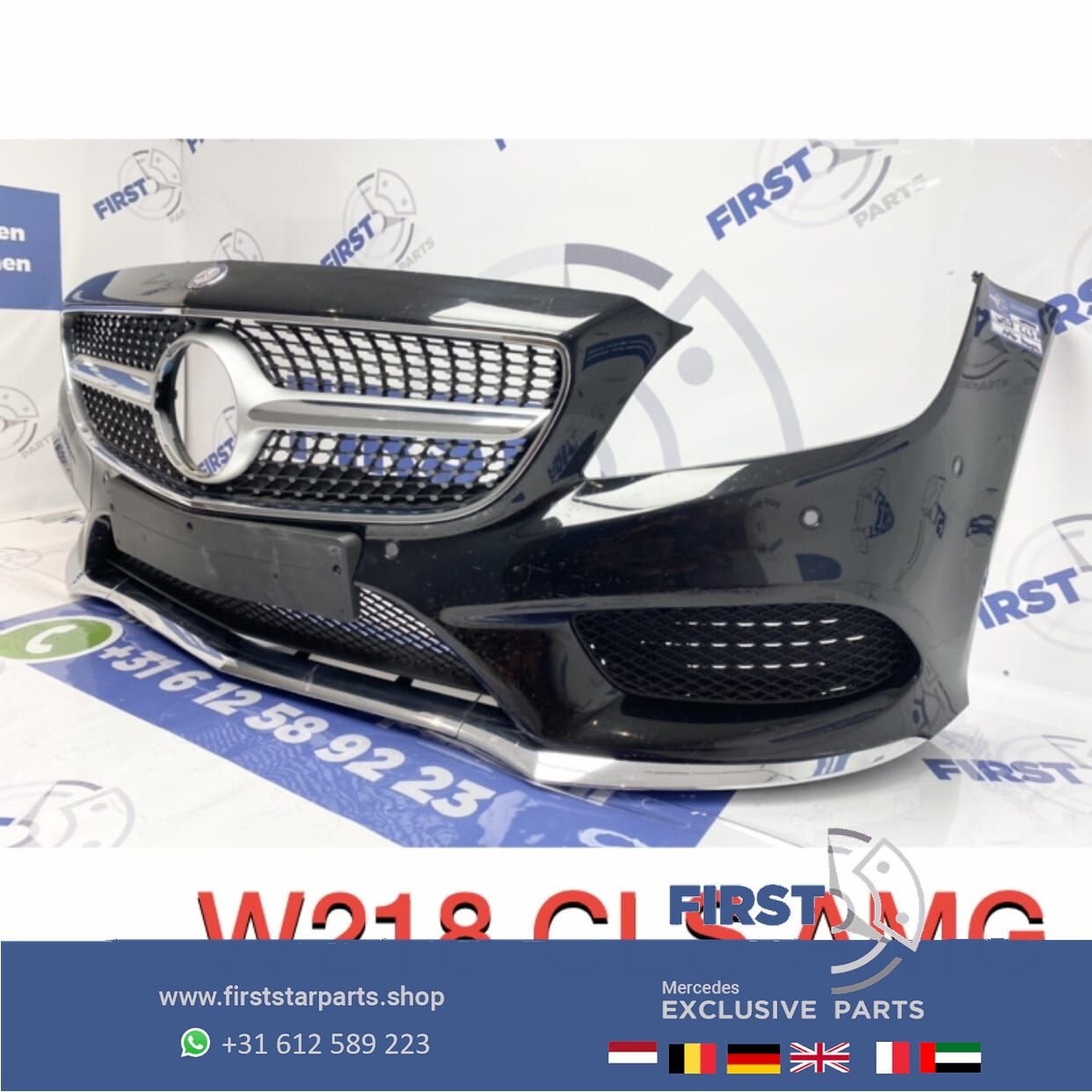 W218 X218 CLS FACELIFT AMG VOORBUMPER ZWART + DIAMOND GRIL C, Auto-onderdelen, Gebruikt, -, Voor, Ophalen of Verzenden